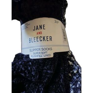 Jane & Bleecker Slipper Socks 2 Pairs Popcorn Stitch Chenille Size 4-10 Blue NEW
